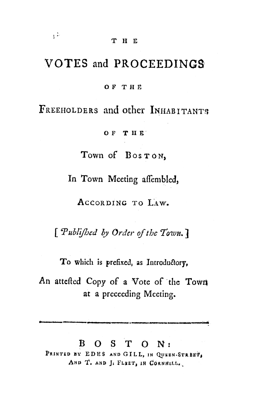 Title Page of the Votes and Proceedings